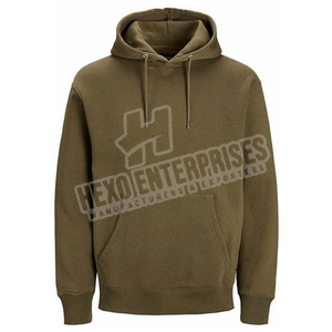 Sweat à capuche bleu sans ficelle en molleton de coton de haute qualité sérigraphie personnalisée vierge sweats à capuche Boxy Fit surdimensionnés pour hommes - Product Image 1