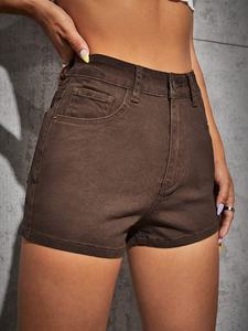 Custom Summer Zipper Fly Lady Casual Denim Ripped Shorts Women Short Jeans Knee Length Shorts Jeans Women - Product Image 6