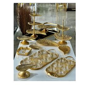 Platos esmaltados modernos Interiores de latón con patrón floral Cuencos de acero inoxidable Soportes de niveles y platos de la India - Product Image 2