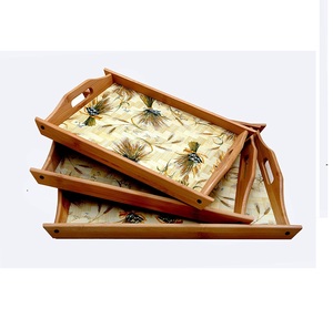 Bandeja de servicio de comida con diseño de madera impreso, el mejor para servir bebidas, decoración interior, utensilios de cocina - Product Image 1