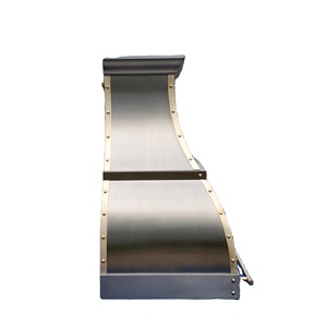 Sang Trọng Thủ Công Thép Không Gỉ Phạm Vi Mui Xe Với Brass Dây Đeo Chuông Đường Cong Thiết Kế Tùy Chỉnh Kim Loại Ống Khói Mui Xe Cho Biệt Thự Nhà Bếp - Product Image 5