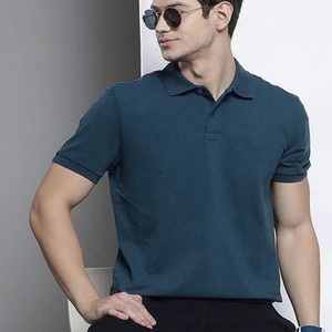 Polo à manches courtes en soie glacée pour homme T-shirt d'été en soie extensible de couleur unie, confortable et décontracté - Product Image 4