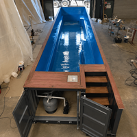 Piscine conteneurisée sur mesure avec fenêtre latérale en verre, piscine extérieure portable pour hôtel et complexe hôtelier