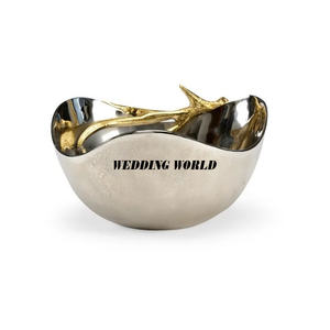 Bol à chocolat martelé en métal avec support, finition noire et argentée, bol à bonbons décoratif design, nouveau - Product Image 2