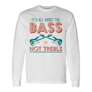 T-shirt à manches longues de style rétro pour les bassistes 'C'est tout sur la basse' - Idée cadeau promotionnelle - Product Image 1