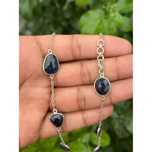 925 Silver <b>Necklace</b> Blue Sapphire Rhodium Gold Plating Vintage Religious Heart-shaped Chain Inlaid Bezel Set <b>Ruby</b> Pearl Trendy - Product Image 2