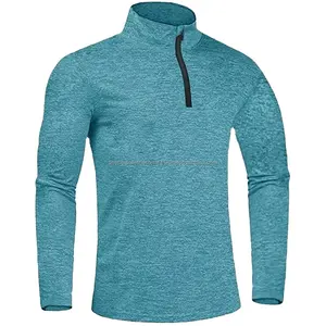 1/4 Front Zip Turtle neck Full Sleeve Men's Workout Gym T-shirts Available In All Colors And Designs with customize logo