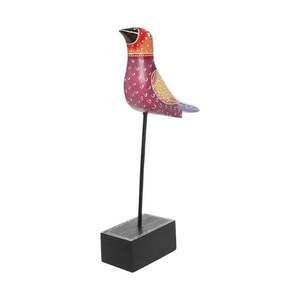 Figurine en bois d'oiseau multicolore - Product Image 4