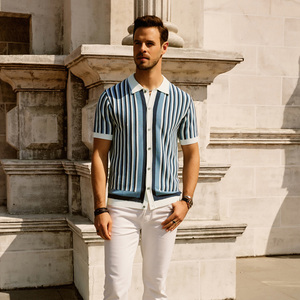 <strong>Men</strong> Striped <strong>Cardigan</strong> Sweater Short Sleeve Lapel Collar Button-up <strong>Men</strong> Knitwear Summer Sweater Shirts <strong>Cardigan</strong>