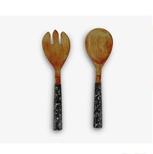 Cuillères à saladesEnsemble de couverts à salade en bois naturel de qualité supérieure Ustensiles de cuisine dernier cri Articles faits à la main en bois de baie d'acacia et de manguier - Product Image 3