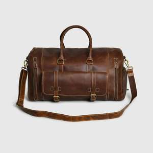 Très poli brillant Buffalo en cuir véritable fermeture éclair Vintage léger sac de voyage excellent bureau Portable - Product Image 5