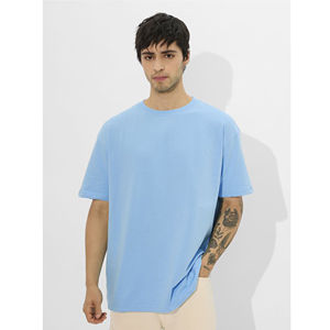 Camiseta de Verano al por Mayor, 100% Algodón, Secado Rápido, Transpirable, Cuello Redondo, Corte Holgado, Color Sólido, Tejido de Punto - Product Image 5