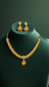 Conjunto de pendientes de collar de grado certificado con estilo único chapado en oro de 22 quilates para mujer, conjunto de pendientes de collar, joyería - Product Image 3