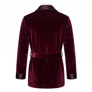 <b>Men</b> Sherub Velour Bathrobe Shawl Collar Long Sleeve Full Length Tie Waist <b>Robe</b> Thermal Winter Lounge Wear for Home Spa - Product Image 2
