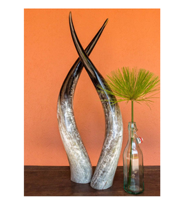 Artisanat décoratif en corne de buffle avec support en métal - Décoration intérieure écologique pour salon - Taille et design personnalisables - Product Image 4