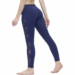 Leggings de sport pour femmes en spandex/nylon, taille élastique, uni, extensible dans les quatre sens, séchage rapide, vêtements de sport tendance du Pakistan - Product Image 2