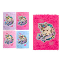 Carnet de notes A5 en peluche licorne douce 80 feuilles 80Gr/M2 reliure thermique points imprimés couverture rigide cadeau d'affaires Style tissu papier couverture
