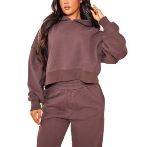 Sudadera con capucha de algodón con dobladillo y cordón para mujer con logotipo personalizado - Product Image 2