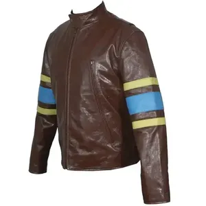 Chaqueta de Motociclista Wolverine de Cuero Marrón para Hombre, Manga Larga, con Forro de Viscosa Suave para Todas las Temporadas - Product Image 2