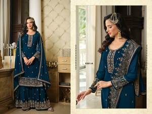 Offre exceptionnelle à venir, spéciale fête, petit budget, meilleure qualité, salwar trois pièces en soie georgette brodée extensible - Product Image 2