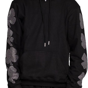 Sweat à capuche unisexe en strass de haute qualité, personnalisé, 500 g/m², noir, grande taille, sweat à capuche lourd pour homme - Product Image 4