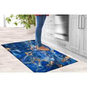 Printed <b>Rug</b>: Modern, Shimmery, Blue Marble Design,<b>Chenille</b> <b>Rug</b> - Product Image 3