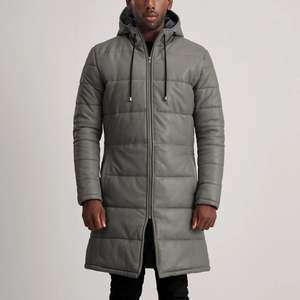 Chaqueta Acolchada de Cuero con Capucha Estilo Casual Floyd Grey - Product Image 1