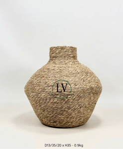 Vases décoratifs en jonc de mer tissés à la main en gros avec de nombreux modèles, Vases en panier naturels rustiques pour la décoration de la maison fabriqués au Vietnam - Product Image 5