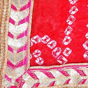 New Arrival Handcrafted Cotton Bandhani Bandhej Heavy Dupatta with <b>Gota</b> Work and Latkan Wedding Wear - Product Image 2