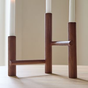 <b>Wooden</b> Candle <b>Holder</b> for 3 Taper Candles Minimalist Modern Design Rustic Solid Wood Candle Stand for Dining Table Home Decor - Product Image 6