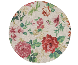 Set of 6 MORE Printed Cotton 15-Inch <b>Round</b> Table <b>Placemats</b> Braided Design - Product Image 2