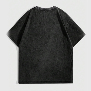 T-shirt graphique noir délavé, streetwear vintage, surdimensionné, logo imprimé personnalisé, coton lourd, délavé, charbon de bois, T-shirt pour homme - Product Image 2