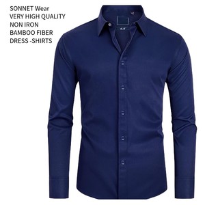 เสื้อชุดเดรสเข้ารูปสำหรับผู้ชาย, เสื้อเดรสผ้าใยไผ่แขนยาวเสื้อทางการสำหรับใส่ทำงาน - Product Image 1