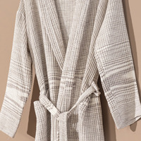 Albornoz de lino y algodón unisex hecho en Turquía tejido transpirable peso ligero superventas secado rápido verano todo el año ropa de dormir