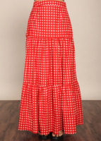 Jupes longues rouges élégantes pour femmes, confortables et disponibles en grandes tailles, jupes longues tendance avec motif géométrique pour toutes les saisons