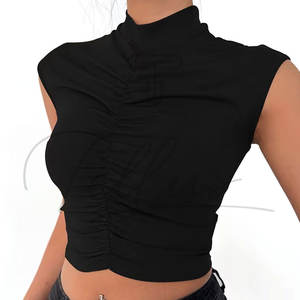 High Quality Women's <b>Short</b> <b>Sleeveless</b> Knitted Tank <b>Top</b> Quick Dry Breathable Gym <b>Top</b> with Front Logo - Product Image 3