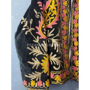 Veste en velours indien à broderie florale faite à la main pour femmes manteau d'hiver court doublure en coton tenue de fête printemps automne - Product Image 4