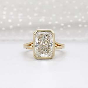 IGI Certified Radiant Cut Engagement <b>Ring</b> Bezel Set <b>Diamond</b> <b>Ring</b> - Product Image 1