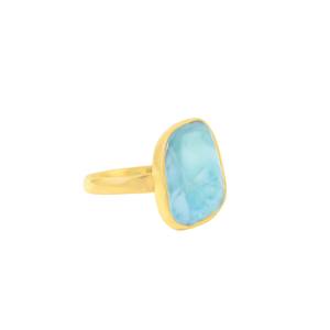 Cristal lisse Larimar Cabochon Gemstone Design Simple Réglable Exquis Pectolite Ocean Stone Bague en pierre unique - Product Image 4