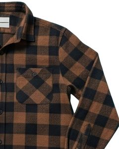 Camisa de Franela a Cuadros para Hombre, Manga Larga, Cierre de Botones, Informal, Cálida para Invierno, con Bolsillo en el Pecho, Color Marrón y Negro, Venta al Por Mayor OEM - Product Image 4