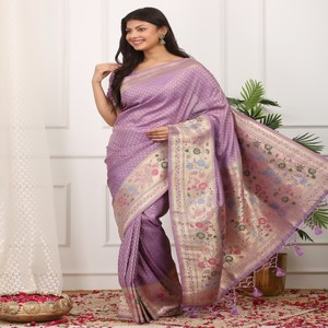 Tejido de lujo Zari Paithani Saree con mezcla de seda ligera, motivos ricos y Grand Pallu perfecto para ropa de novia - Product Image 4