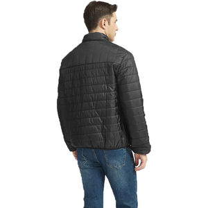 Nouvelle veste d'hiver matelassée noire pour homme avec col montant et logo frontal - Product Image 3