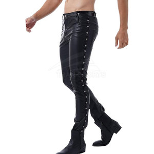 Meilleures ventes Pantalon en cuir de qualité supérieure pour hommes, tenue décontractée, en toile légère, taille moyenne, motif droit, coupe-vent et respirant - Product Image 1