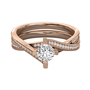 Round Diamond Two <b>Cross</b> Shank Solitaire <b>Ring</b> - Product Image 4