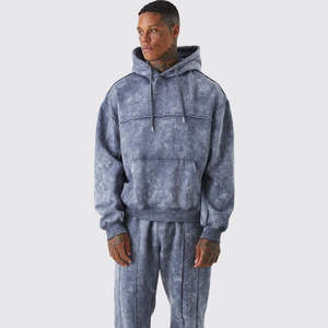 2025 superventas hombres Jogging Wear Sudadera con capucha y pantalones de chándal conjunto hombres ropa Casual transpirable lavado ácido chándales para la venta - Product Image 5