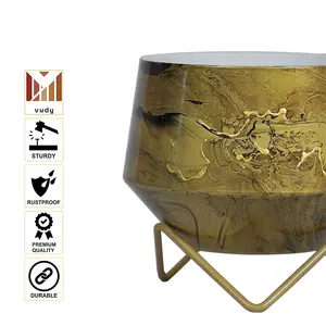 ชุดกระถางต้นไม้เหล็กชุบทองคุณภาพพรีเมียม ดีไซน์หรูหรา พร้อมขาตั้งสวยงาม ทันสมัย เหมาะสำหรับปลูกต้นไม้ในร่มและกลางแจ้ง เคลือบสีฝุ่น - Product Image 2