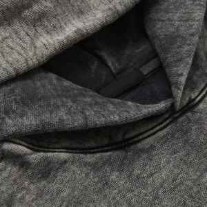 Sudadera con Capucha de Felpa Sólida con Efecto Ácido para Hombre, 100% Algodón/Poliéster, Transpirable, Diseño Desgastado para Invierno - Product Image 5