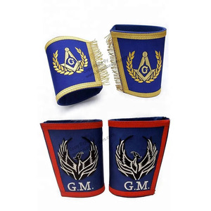 Masonic Gauntlets Cuffs Double Silver Braid for Masonic Regalia Uniforms - Product Image 6