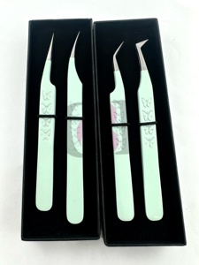 GETUP BROSONS IMPEX Professional Stainless Steel Anti-Static Anti-Magnetic Durable Serrated Tip 45 Degree Long Eyelash Tweezers - Product Image 5