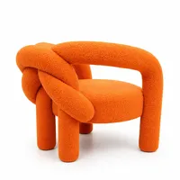 Fauteuils de salon en tissu Teddy avec base tubulaire, importés de Chine, pour les zones de réception, au-dessus de fauteuils d'hôtel modernes